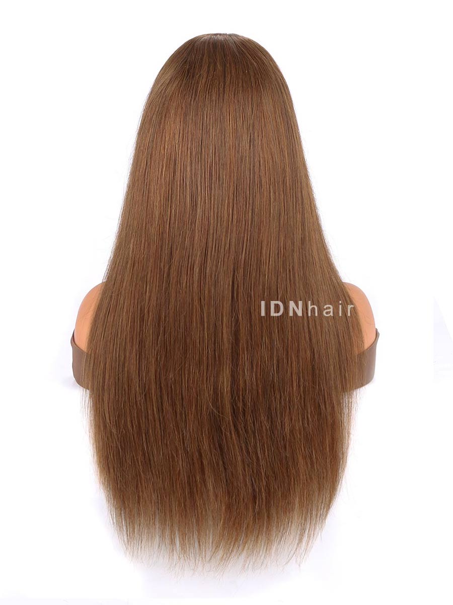 Sale No. 50 Honey Brown Long Silky Straight Glueless 13x4 Frontal Lace Wig