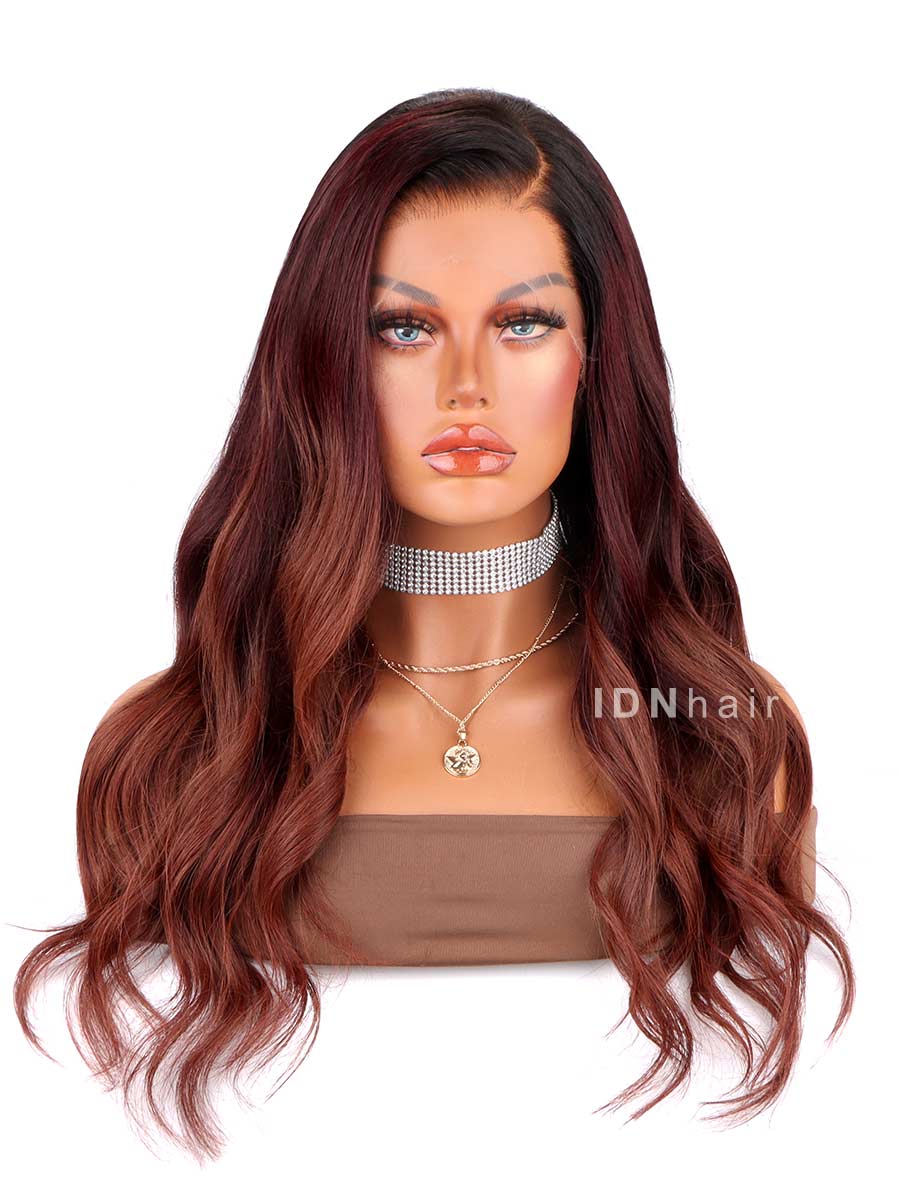 Yemma Ombre Auburn Wavy Scalp Knots 13x4 Frontal HD Lace Wig