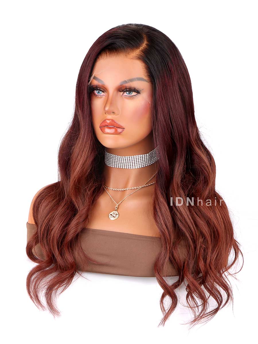 Yemma Ombre Auburn Wavy Scalp Knots 13x4 Frontal HD Lace Wig