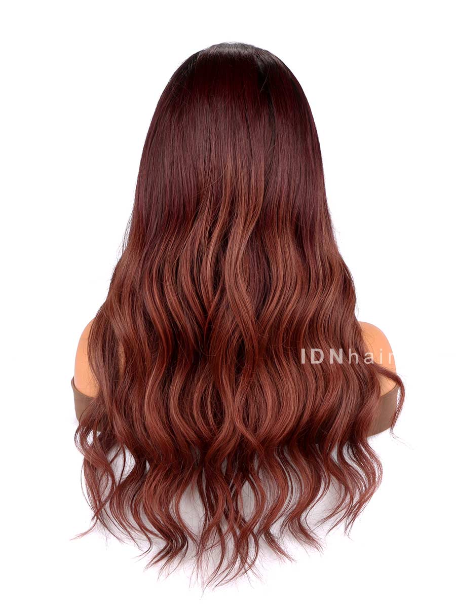 Yemma Ombre Auburn Wavy Scalp Knots 13x4 Frontal HD Lace Wig