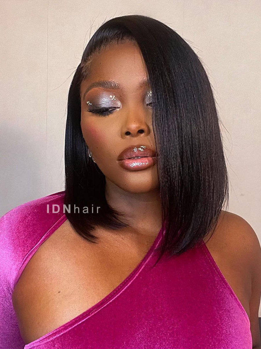 Helble 10in Short Yaki Straight Bob Scalp Knots 13x6 Frontal HD Lace Wig