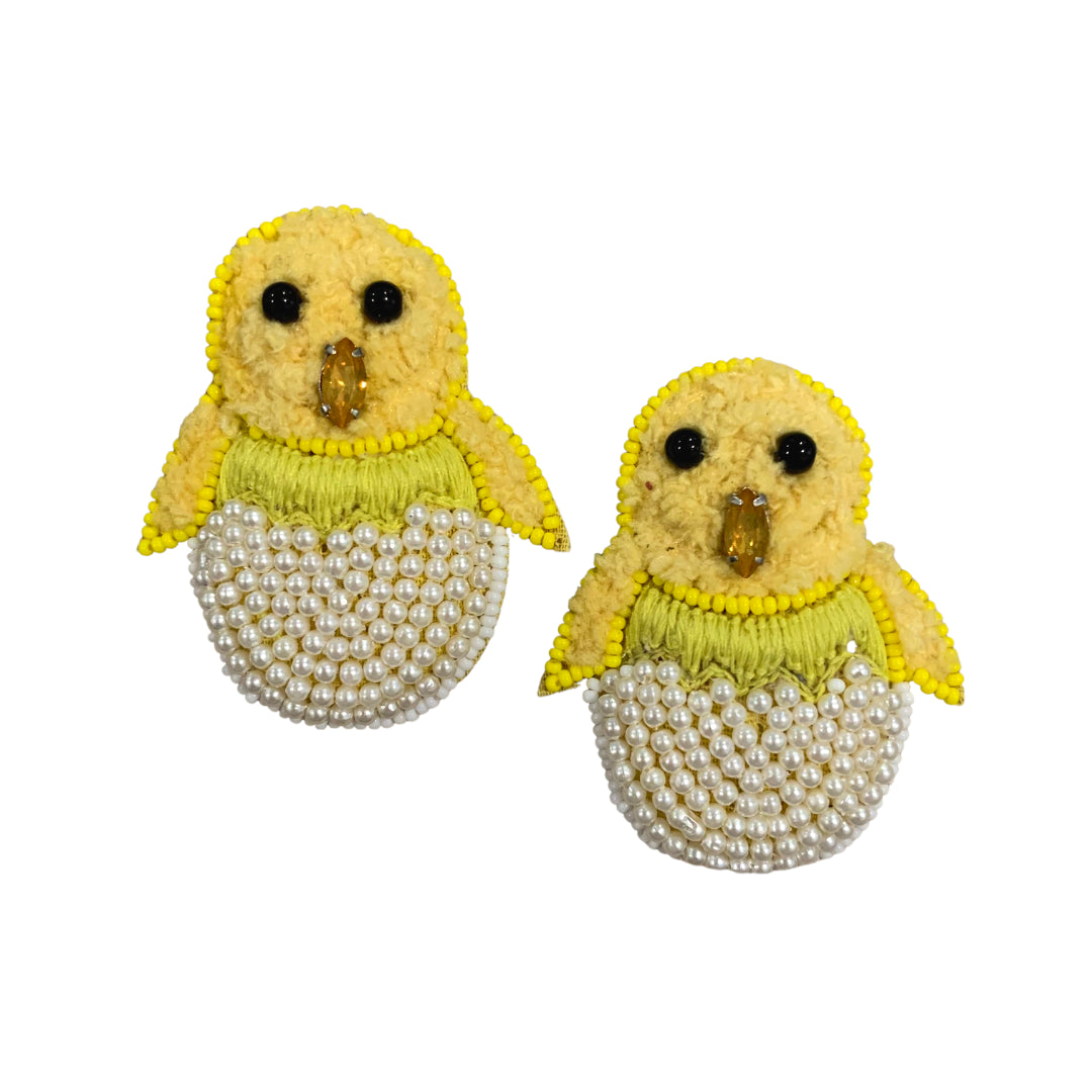 Allie Beads Yellow Chick & Egg Earrings