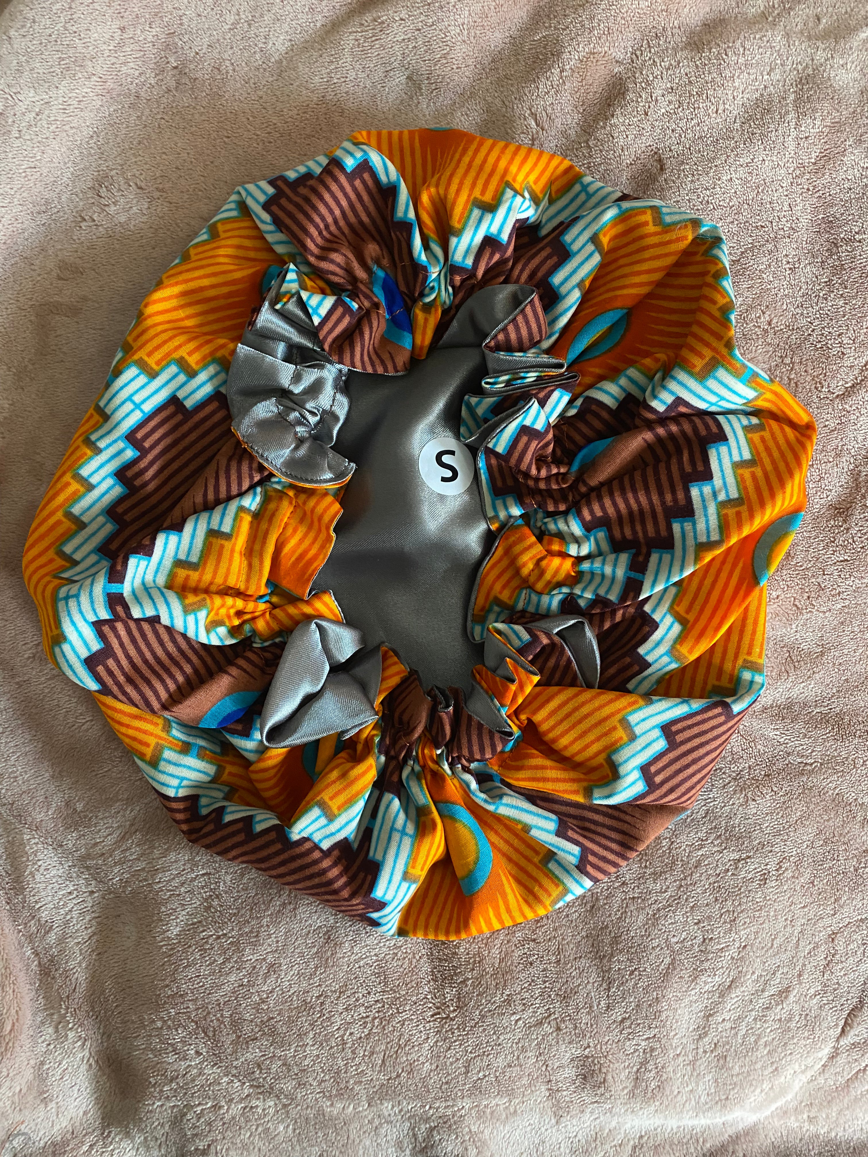 AFRICAN PRINT AND SILK  BONNETS