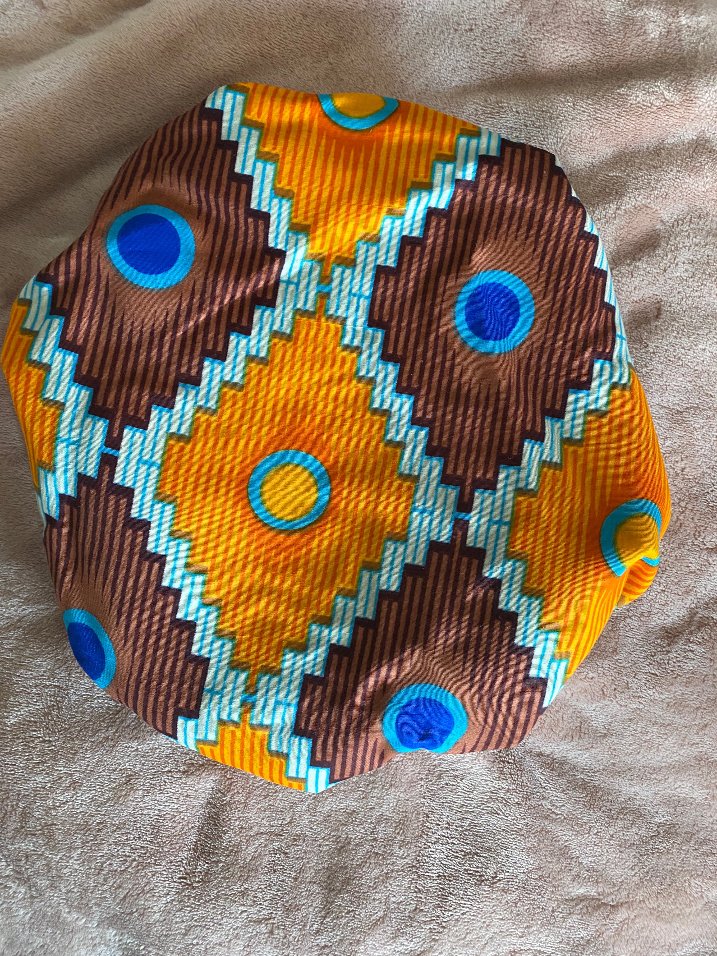 AFRICAN PRINT AND SILK  BONNETS