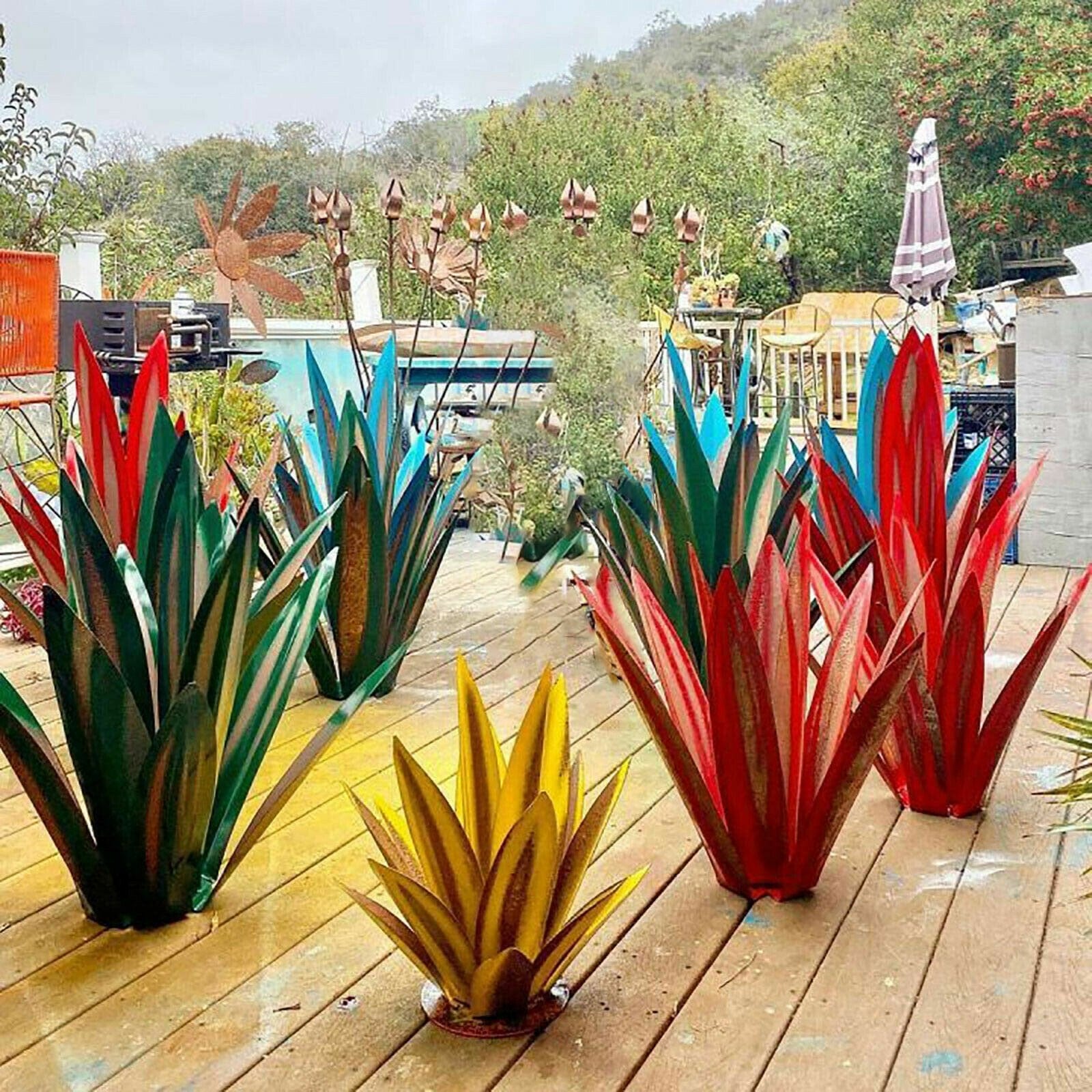 AgaveBeauty - Rustic Tequila Agave Garden Metal Sculpture