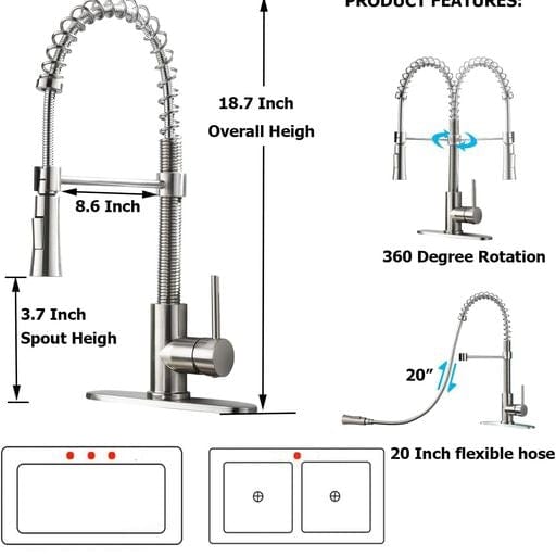 Kitchen Faucet w/ Pull Down Sprayer