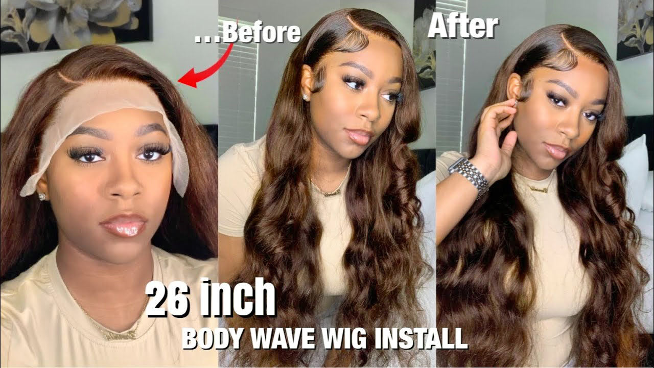 Chocolate Brown Body Wave Human Hair Wig 13x4 Lace Front Wig Pre-plucked For Women