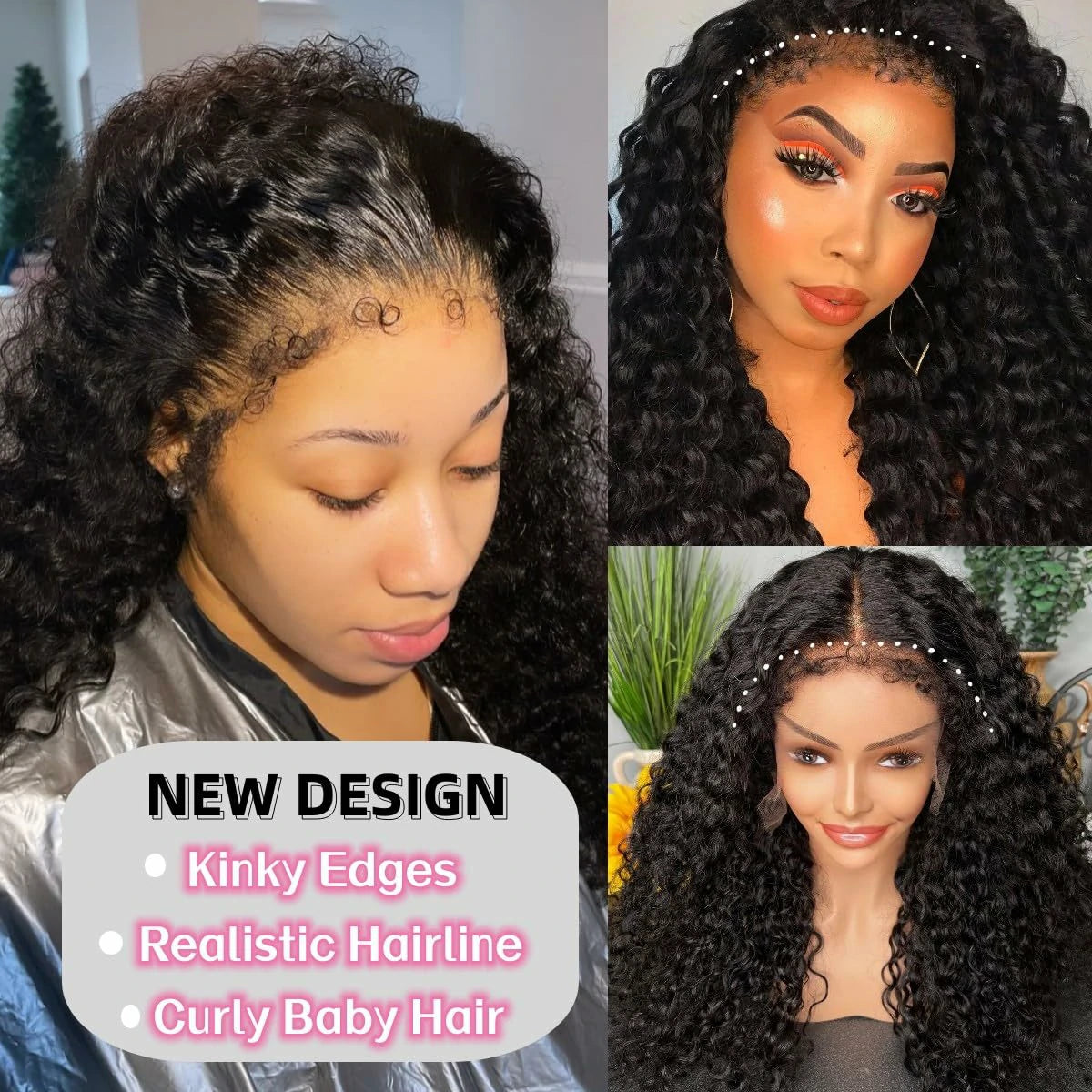 Wesface 4C Edges Kinky Curly Baby Hair Hd Lace Deep Wave Human Hair Wig