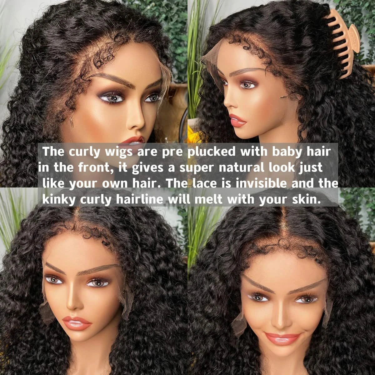 Wesface 4C Edges Kinky Curly Baby Hair Hd Lace Deep Wave Human Hair Wig