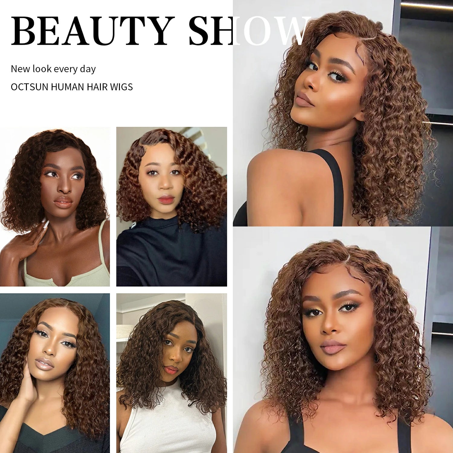 Wesface Chocolate Brown Short Curly 13x4 Lace Front Wigs Pre pluncked for Black Women Glueless Brazilian Human Virgin Hair