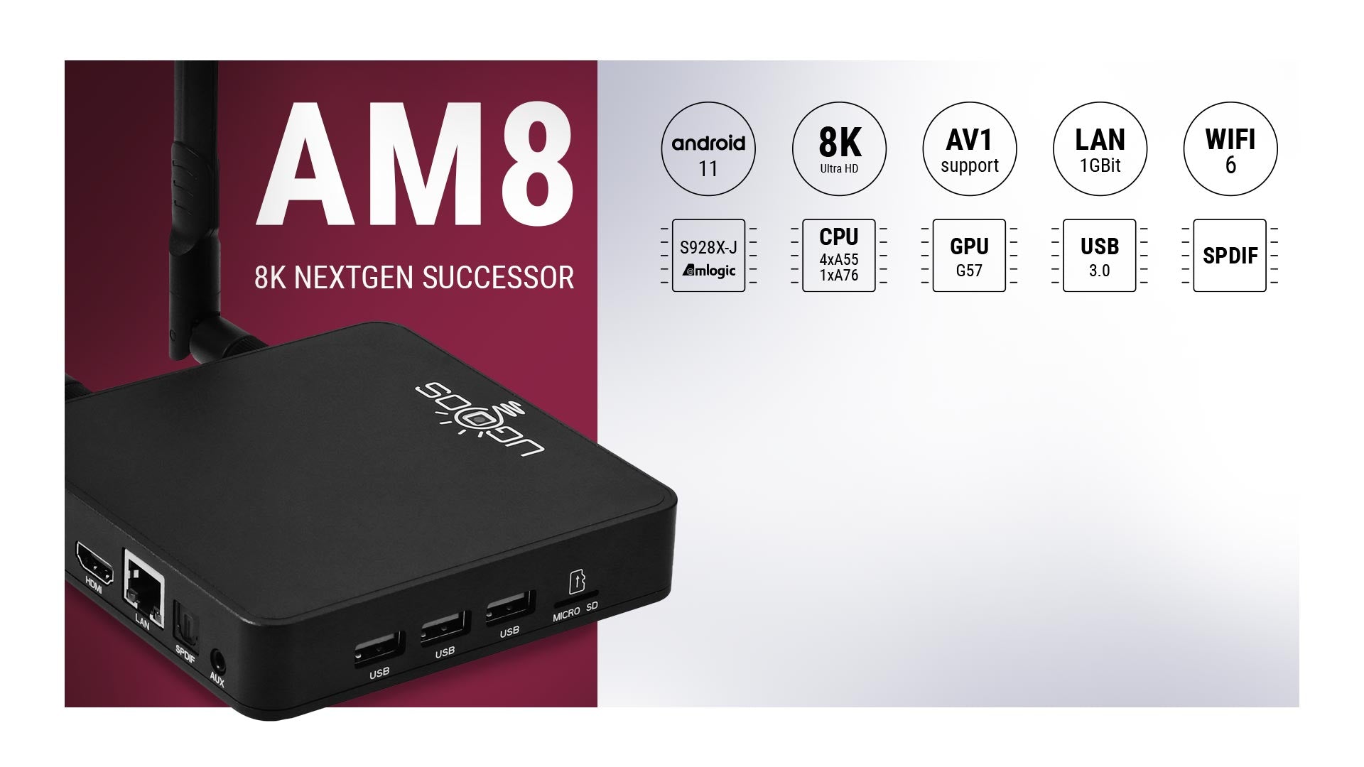 X96 X10 8K Ultra HD Android TV Box Android 11.0 Amlogic S928X LPDDR4 8GB  RAM 64GB ROM WiFi6 1000M BT5.2 USB3.0 Support AV1 8K 60fps H.265 HDR Set  Top