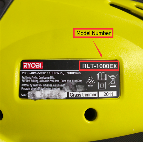 How to find Ryobi Trimmer model number