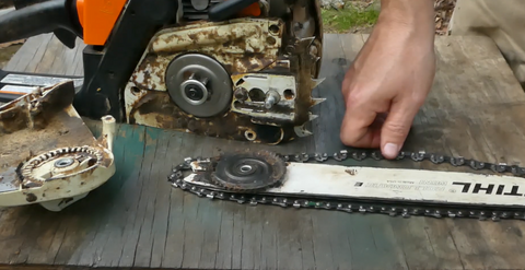 how to change the chain on a Stihl MS180 Chainsaw