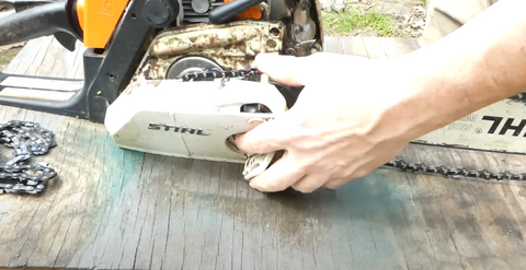 how to change the chain on a Stihl MS180 Chainsaw 