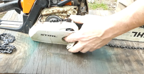 how to change the chain on a Stihl MS180 Chainsaw