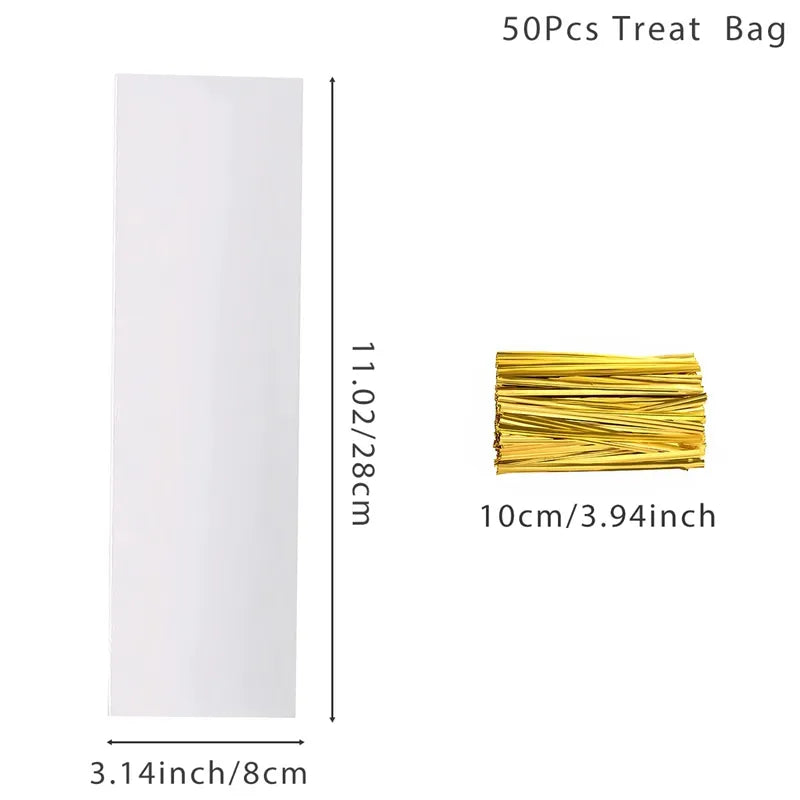 Rectangular Transparent Candy Bags Wedding Birthday Party Decoration Gifts Wrap Cellophane Candy Packing Bag Cone Storage Bags