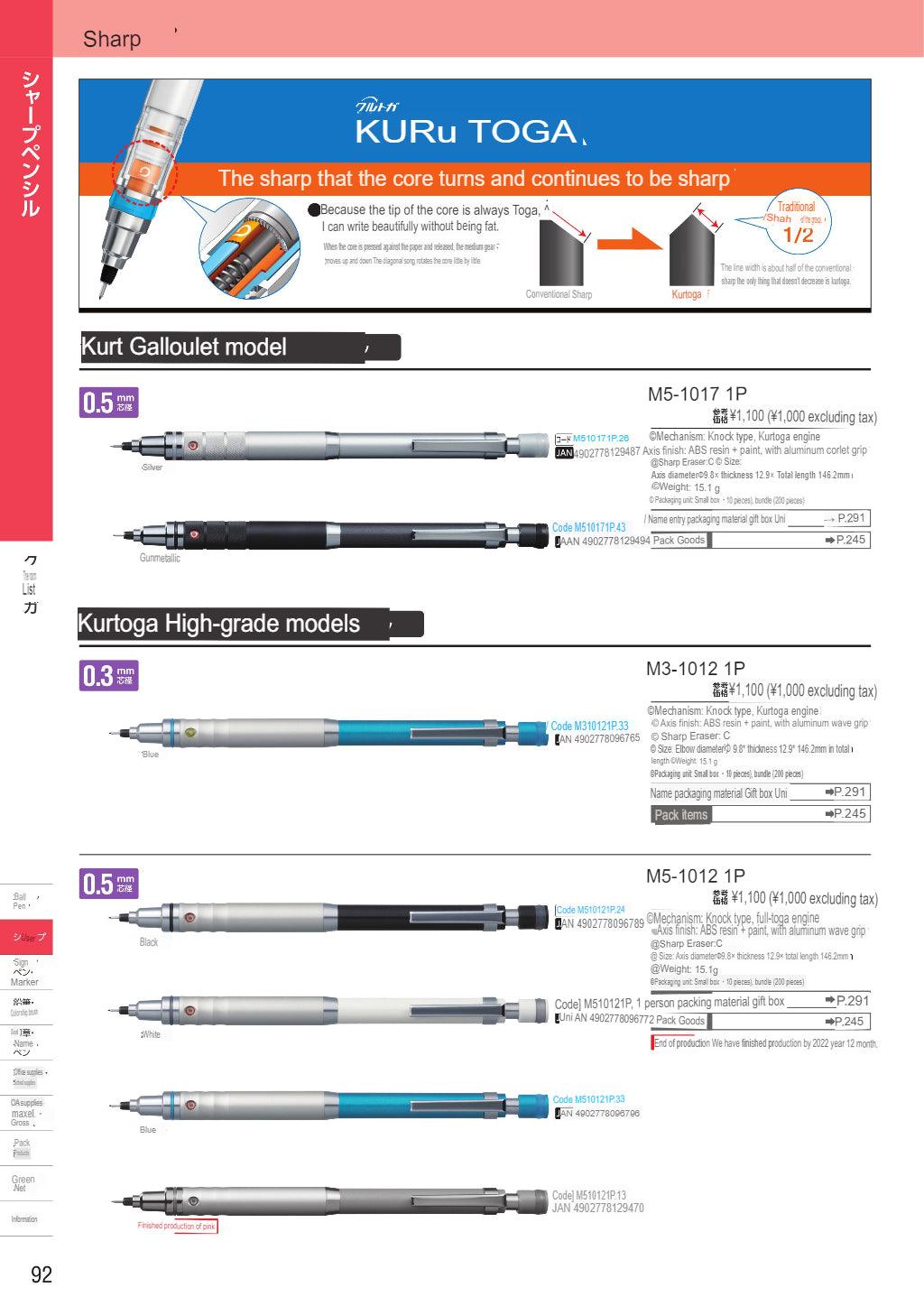 (IBC) UNI KURU TOGA mechanical pencil M5-1017/M3-1012/M5-1012/M5-656/M3-450/M3-650DS/M5-450/M5-650DS/M7-450/M5-452