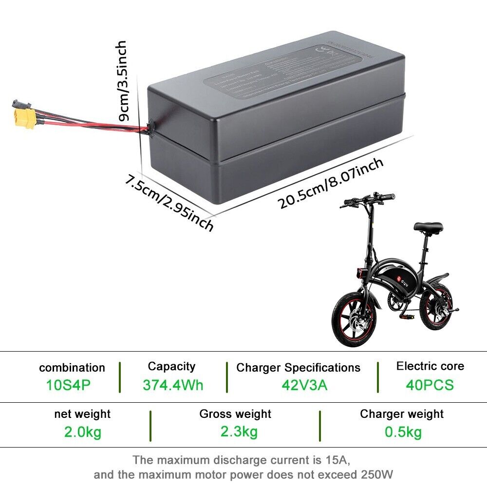 36V 10.4Ah Built-in ebike Battery