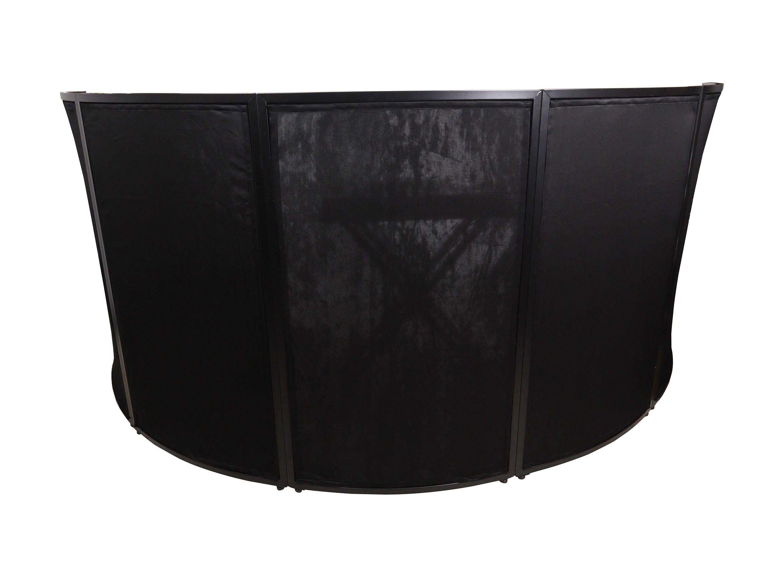 ProX XF-LUNA BLK, DJ Facade 5 Panel Curved with Black White Scrim Kit Black Hardware