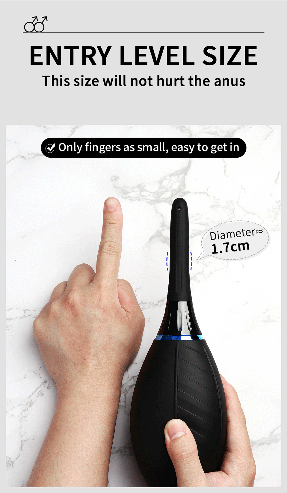Black silicone anal douche for men and women. 8.7*1.7cm easy to insert without pain. Safe and comfortable anus-cleaning joy.