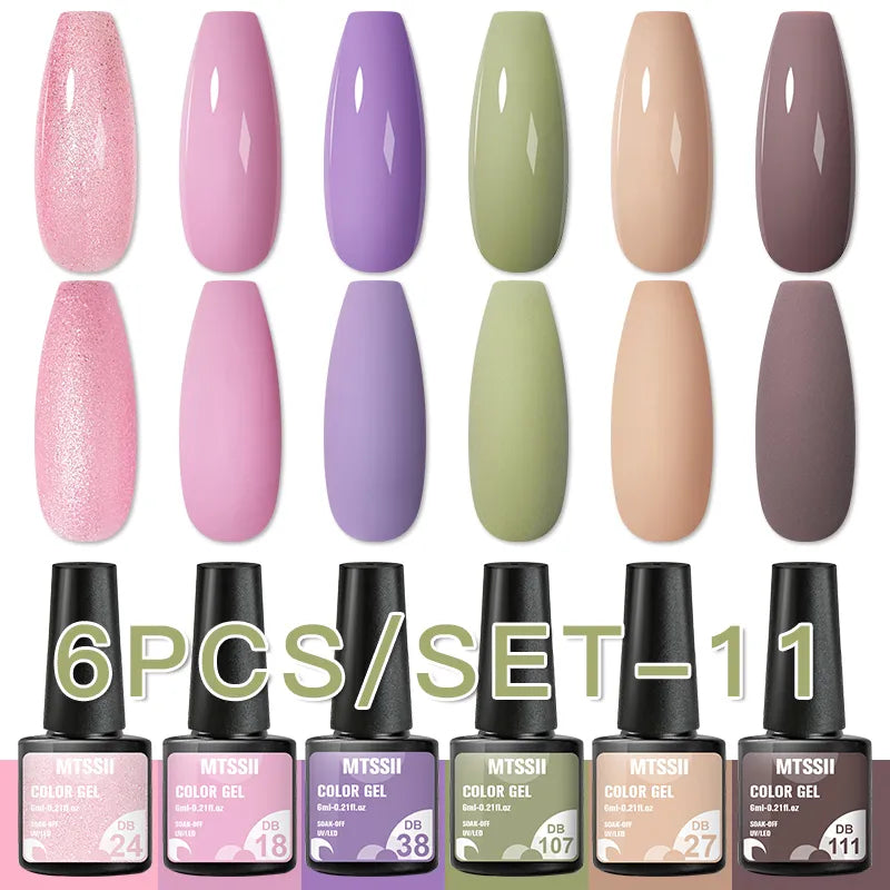 6/8pcs Gel Nail Polish Set Nude Pink Gel Varnishes Kit Glitter Soak Off Uv Led Gel Semi Permanent Nail Art Gel Lacquer