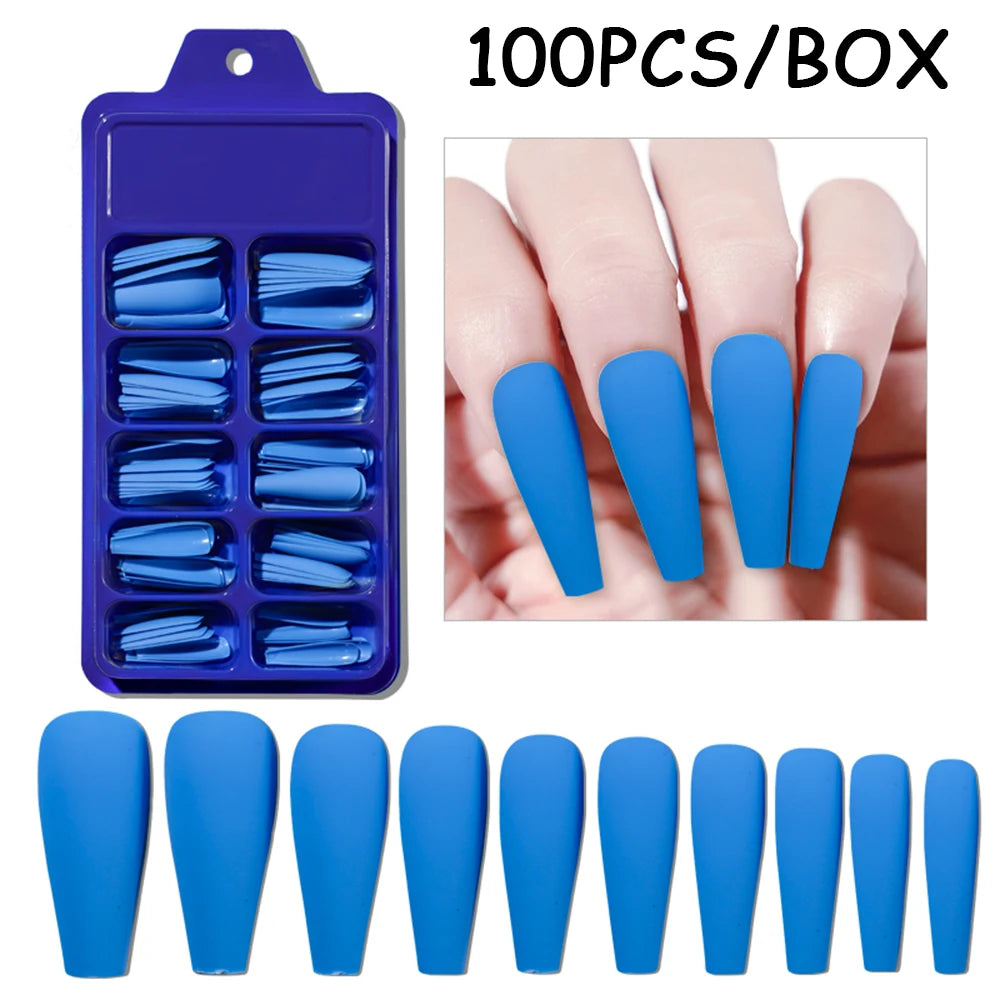 288pc/Box Fake Nails Matte Acrylic Tips Mixed Color Full Cover Artificial Wearable Nail Short Almond Fake Nail Press on Manicure