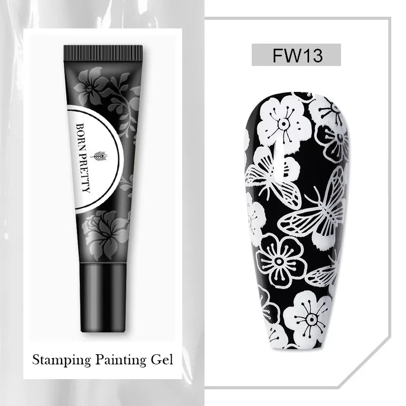 1 Bottle 8ml Stamping Gel Polish Black White Gold Silver Nail Stamping Gel Printing Polish Soak Off Gel Varnish