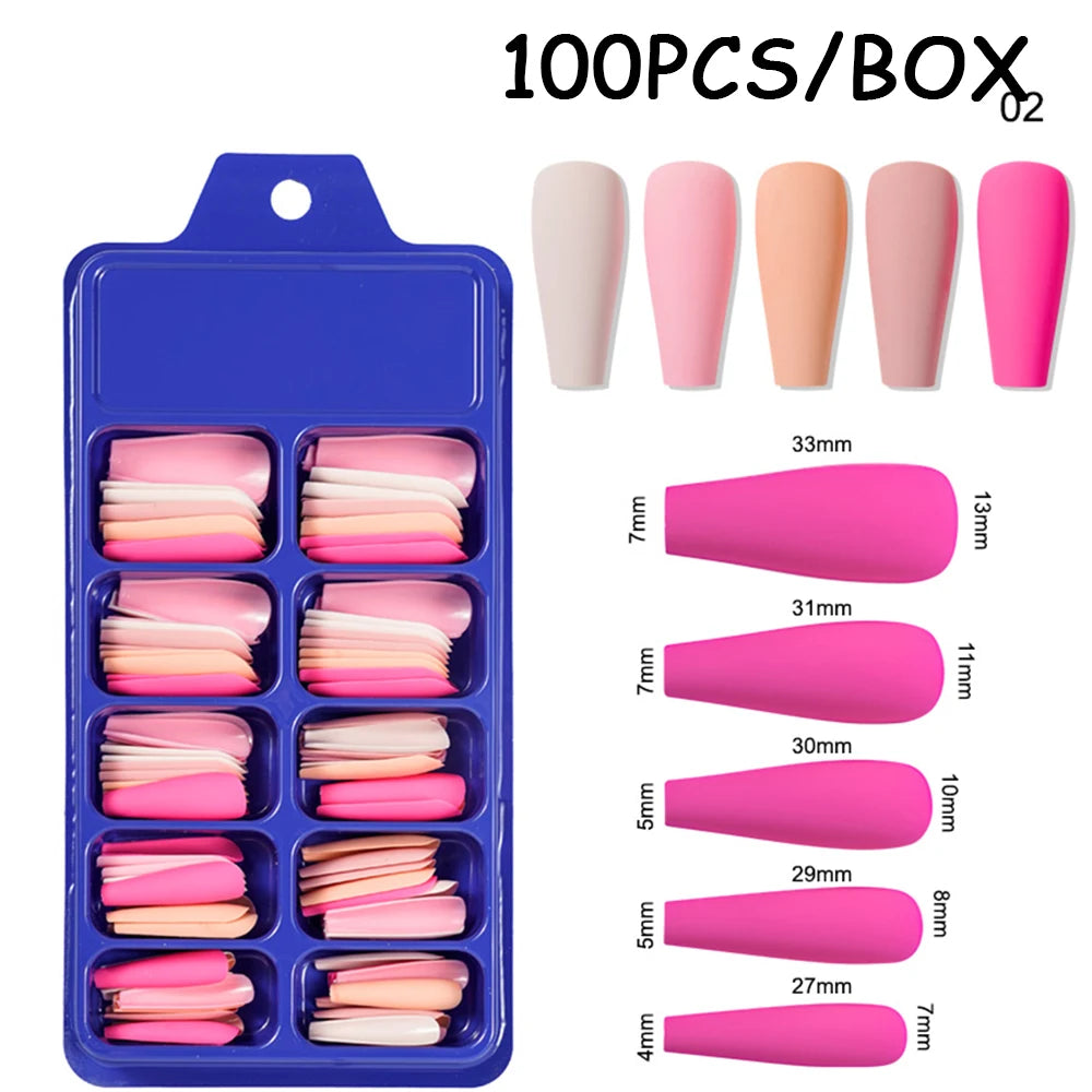 288pc/Box Fake Nails Matte Acrylic Tips Mixed Color Full Cover Artificial Wearable Nail Short Almond Fake Nail Press on Manicure