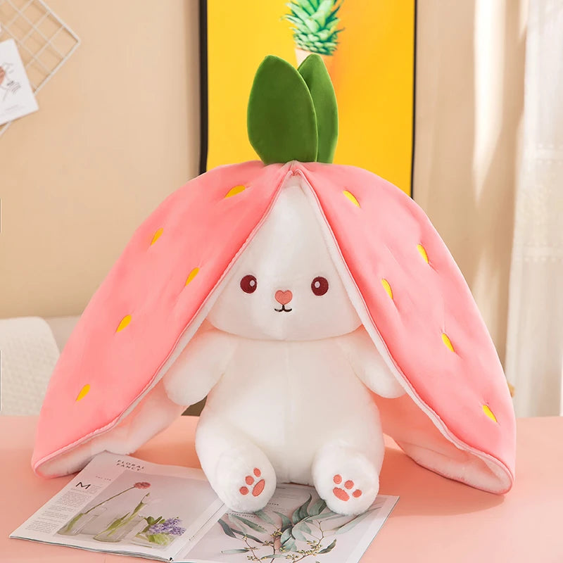 35-75cm Transformed Strawberry Rabbit Doll Plush Toy Little White Rabbit Doll Carrot Rabbit