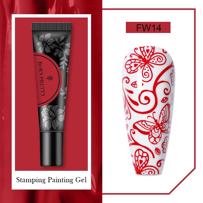 1 Bottle 8ml Stamping Gel Polish Black White Gold Silver Nail Stamping Gel Printing Polish Soak Off Gel Varnish