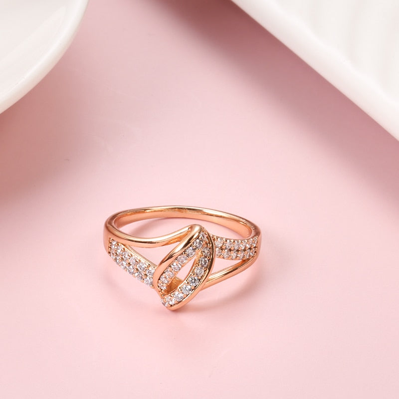 Zircon Bride 585 Rose Gold Fashion Cross Crystal Rings Beach Vintage Jewelry