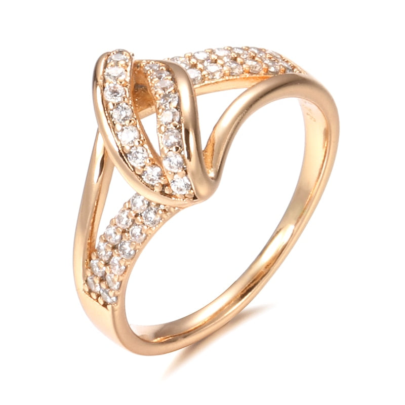 Zircon Bride 585 Rose Gold Fashion Cross Crystal Rings Beach Vintage Jewelry