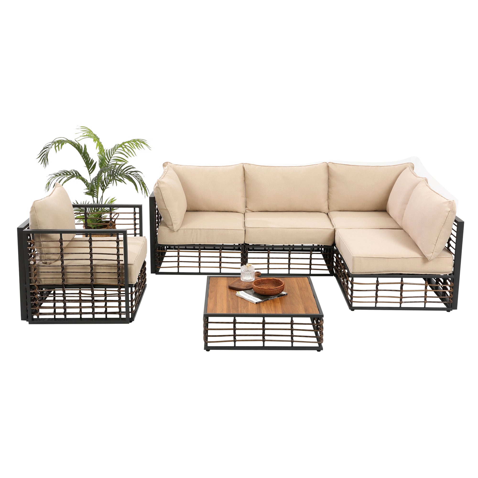 Grand patio 6-Piece Wicker Patio Furniture Set