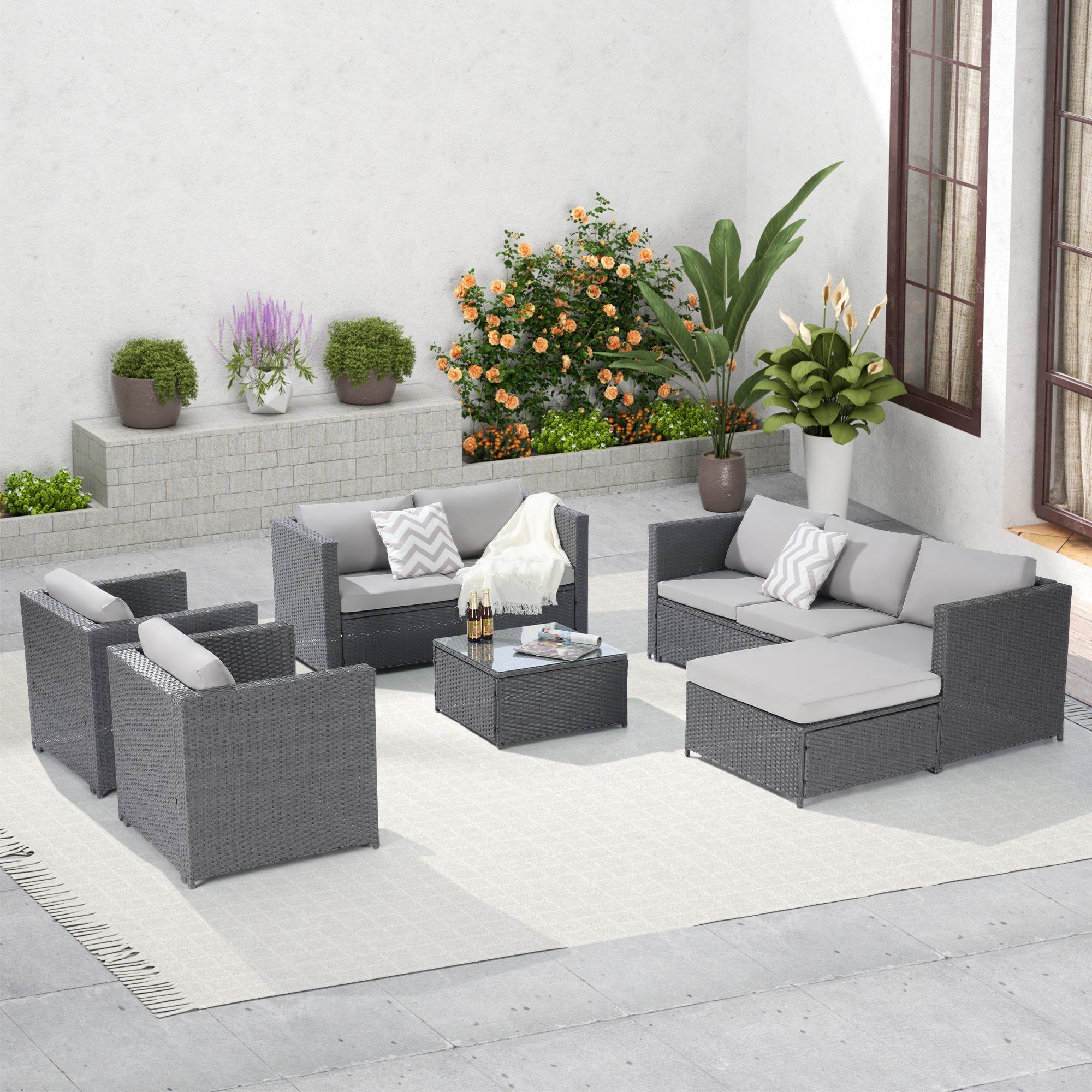 Outdoor Garden Rattan Table And Table Furniture Set