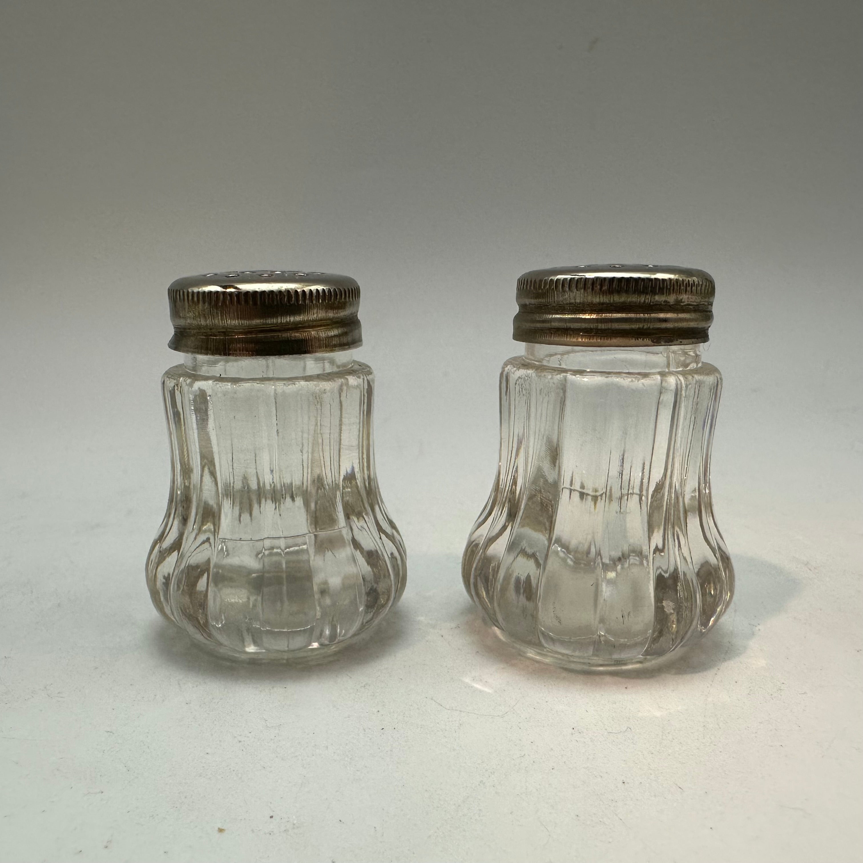 Small Clear Plastic Salt & Pepper Shakers With Metal Tops