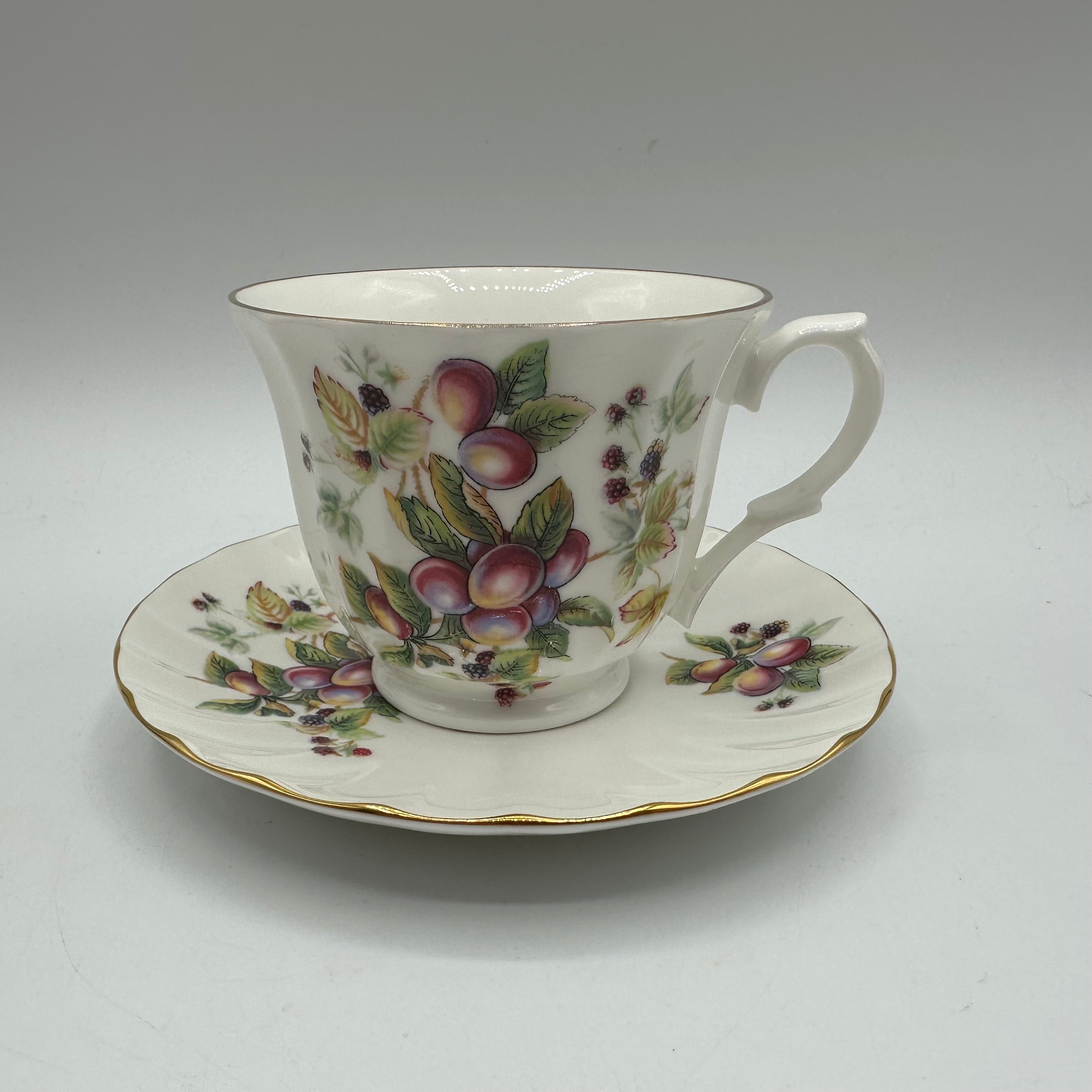 Crown Trent Cup and Saucer Fruit and Greenery Pattern