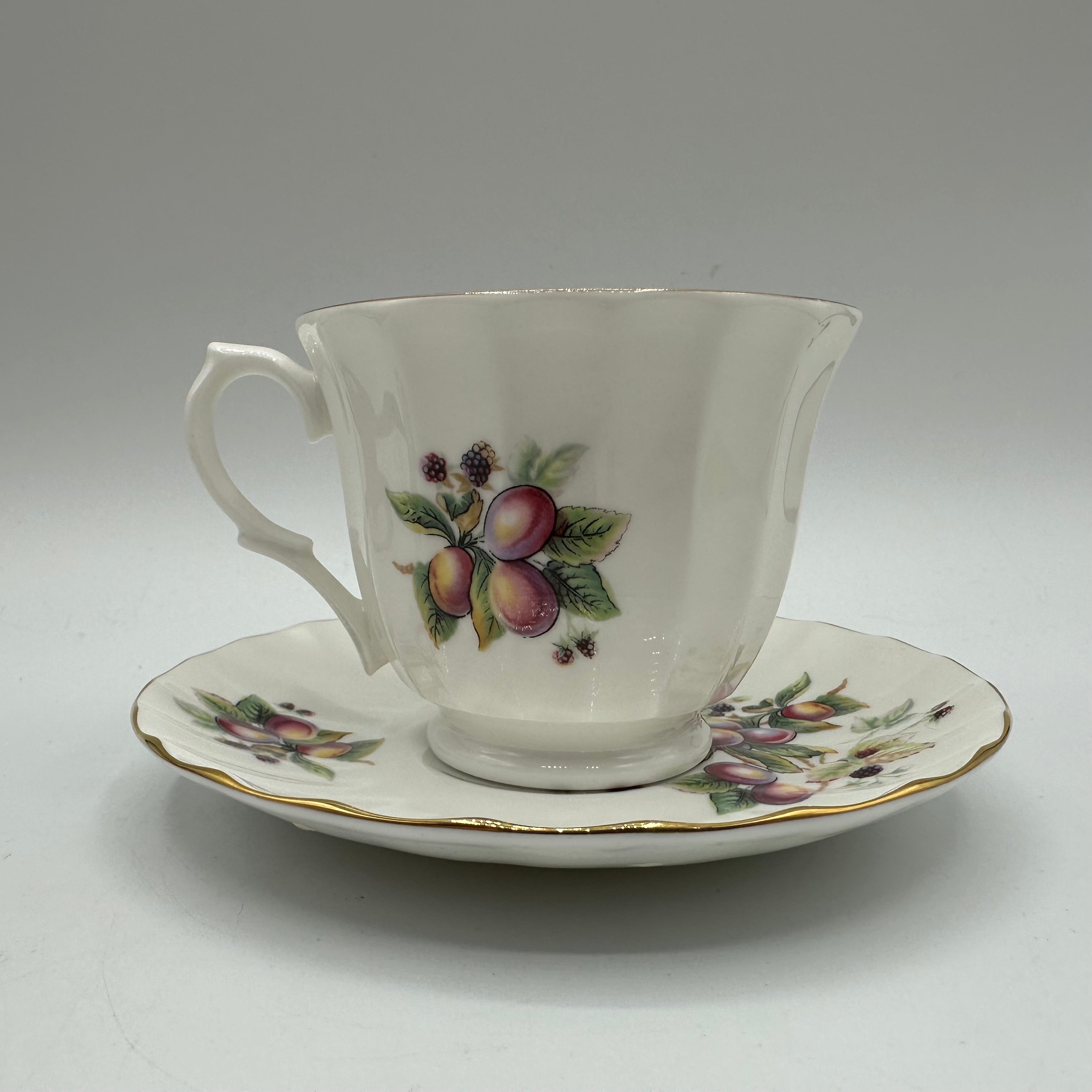 Crown Trent Cup and Saucer Fruit and Greenery Pattern