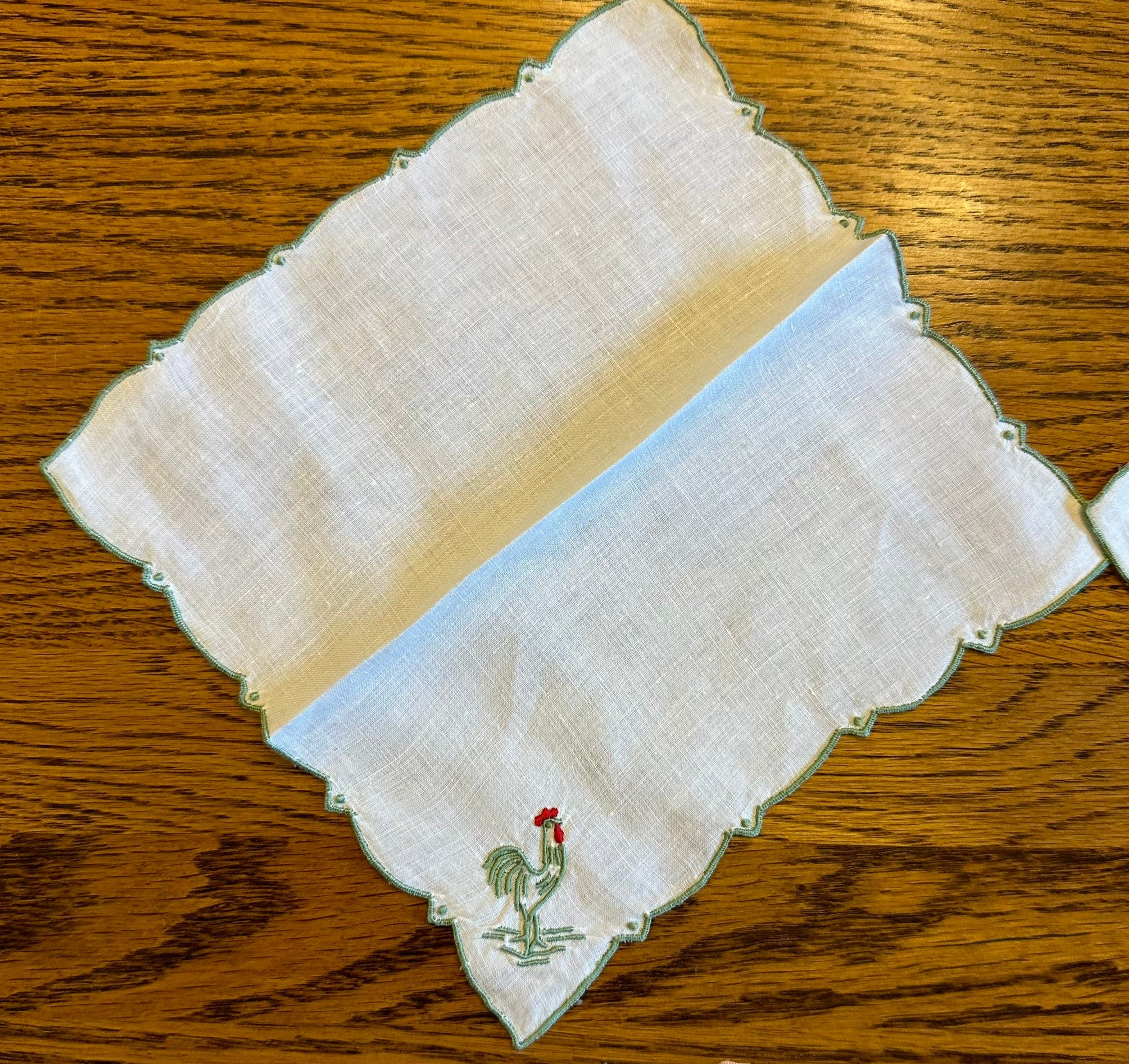 Hankies With Embroidered Chickens, Lot of 9