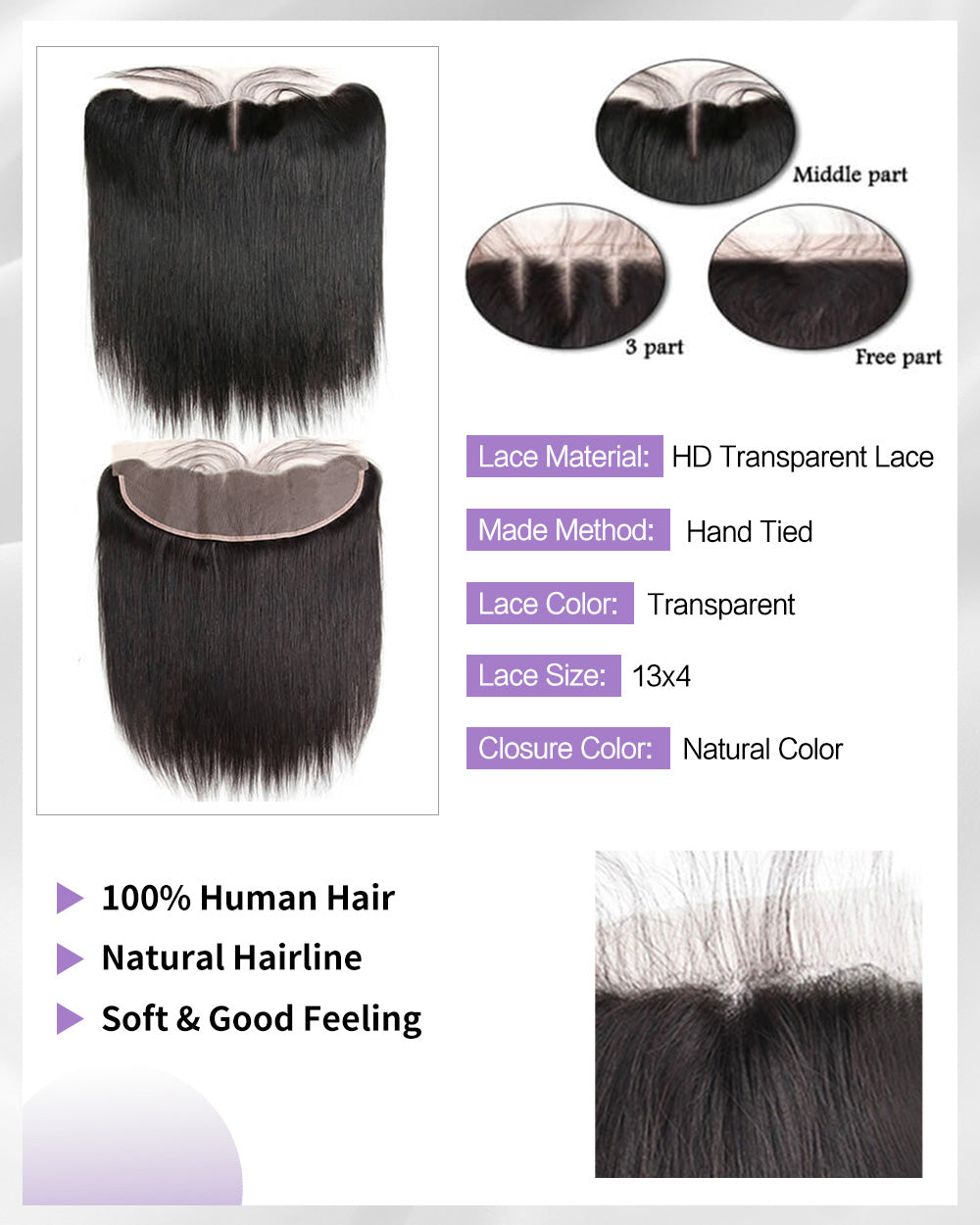 Brennas Hair Straight 4 Bundles With 13x4 Lace Frontal Free Part