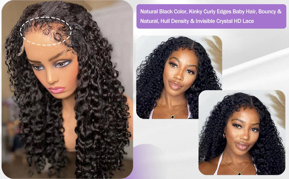 Brennas 4C Edges Curly Baby Hair Hd Lace Deep Wave Human Hair Wig