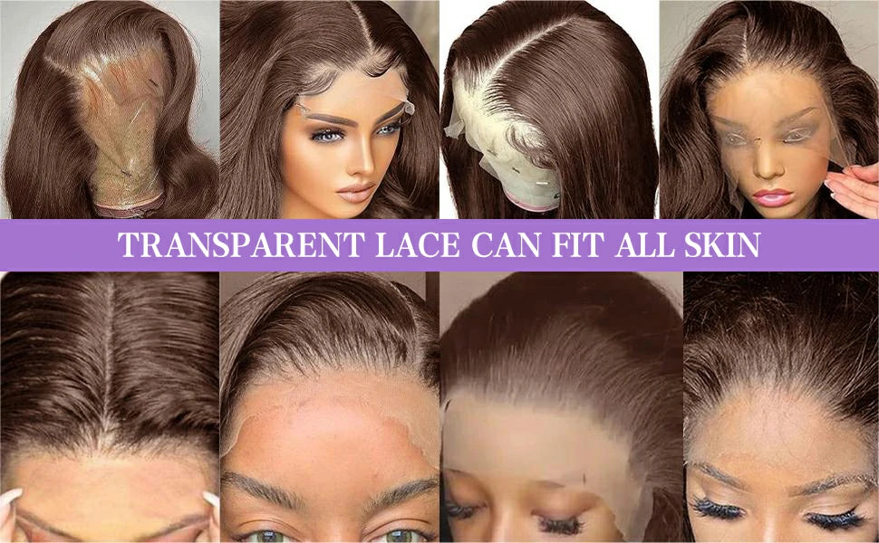 Brennas Hair Brown Body Wave Pre Plucked Human Hair Lace Front Wig