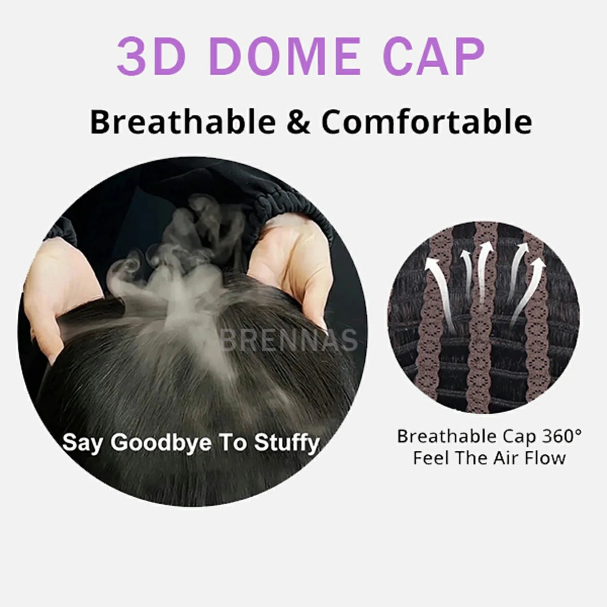 Peluca precortada de encaje ondulado de 4 x 4/6 x 4,5 pulgadas, transpirable, sin pegamento, con gorro y densidad del 180 % de Brennas Hair Wear & Go