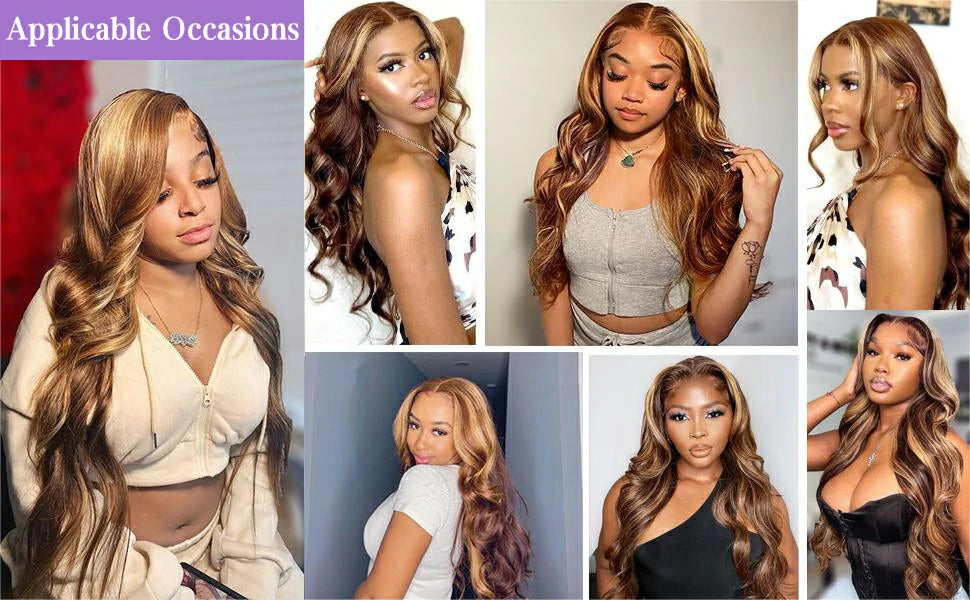 Brennas Transparent Body Wave Highlight Color Lace Front Human Hair Wigs For Women Invisible Pre Plucked