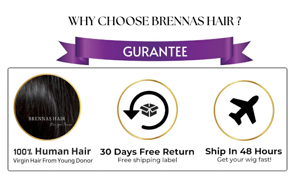 Brennas Hair 5x5 HD Glueless Lace Closure Straight Wig 100% Human Hair Lace Closure Wig
