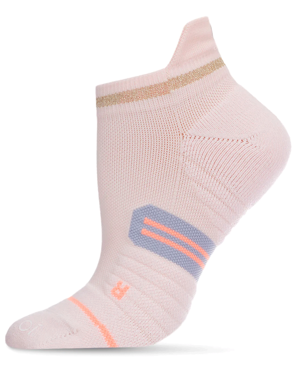 Memoi Metallic Stripe Performance Cotton Blend Low-cut Compression Sock