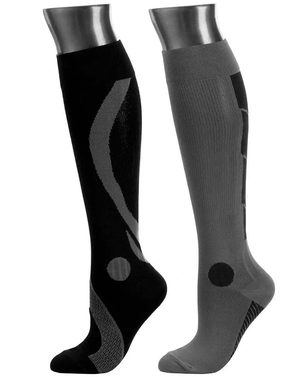 Be Shapy Sports Compression Athletic Knee High Unisex Socks 15-20 mmHg - 2 Pack