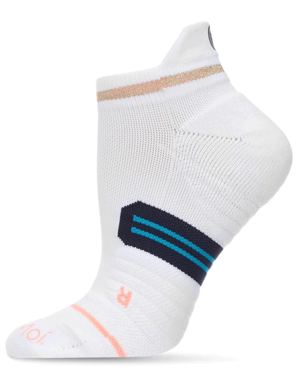 Memoi Metallic Stripe Performance Cotton Blend Low-cut Compression Sock