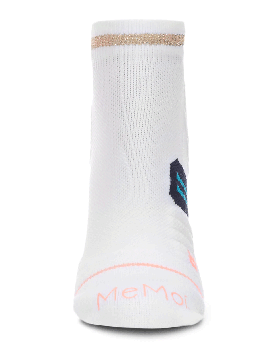 Memoi Metallic Stripe Performance Cotton Blend Low-cut Compression Sock