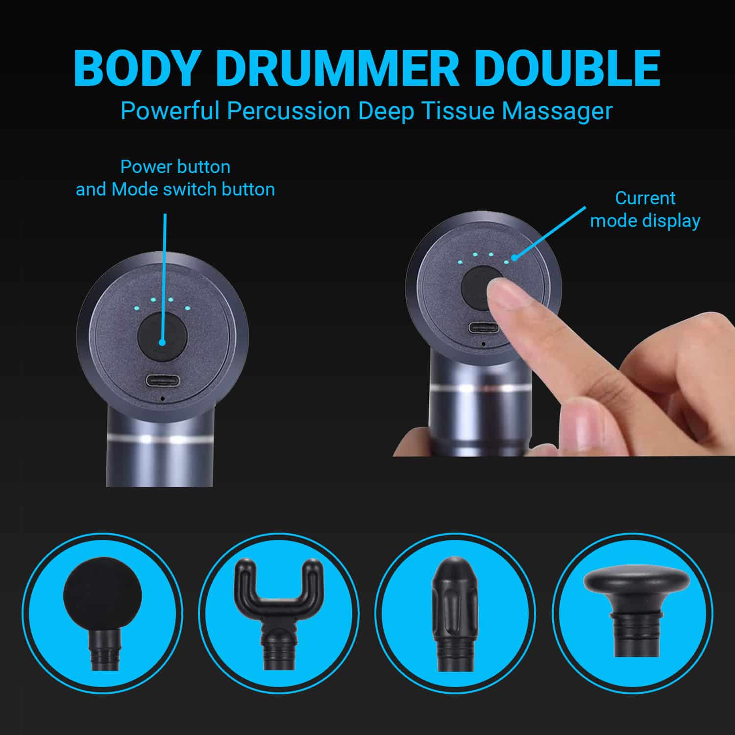 Double Head Percussion Massage Gun by Body Drummer