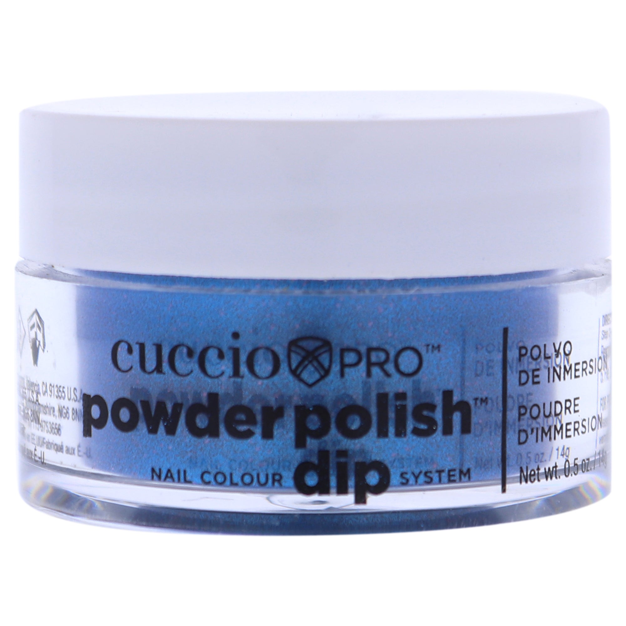 Pro Powder Polish Nail Colour Dip System - Blue With Pink Glitter by Cuccio Colour for Women - 0.5 oz Nail Powder